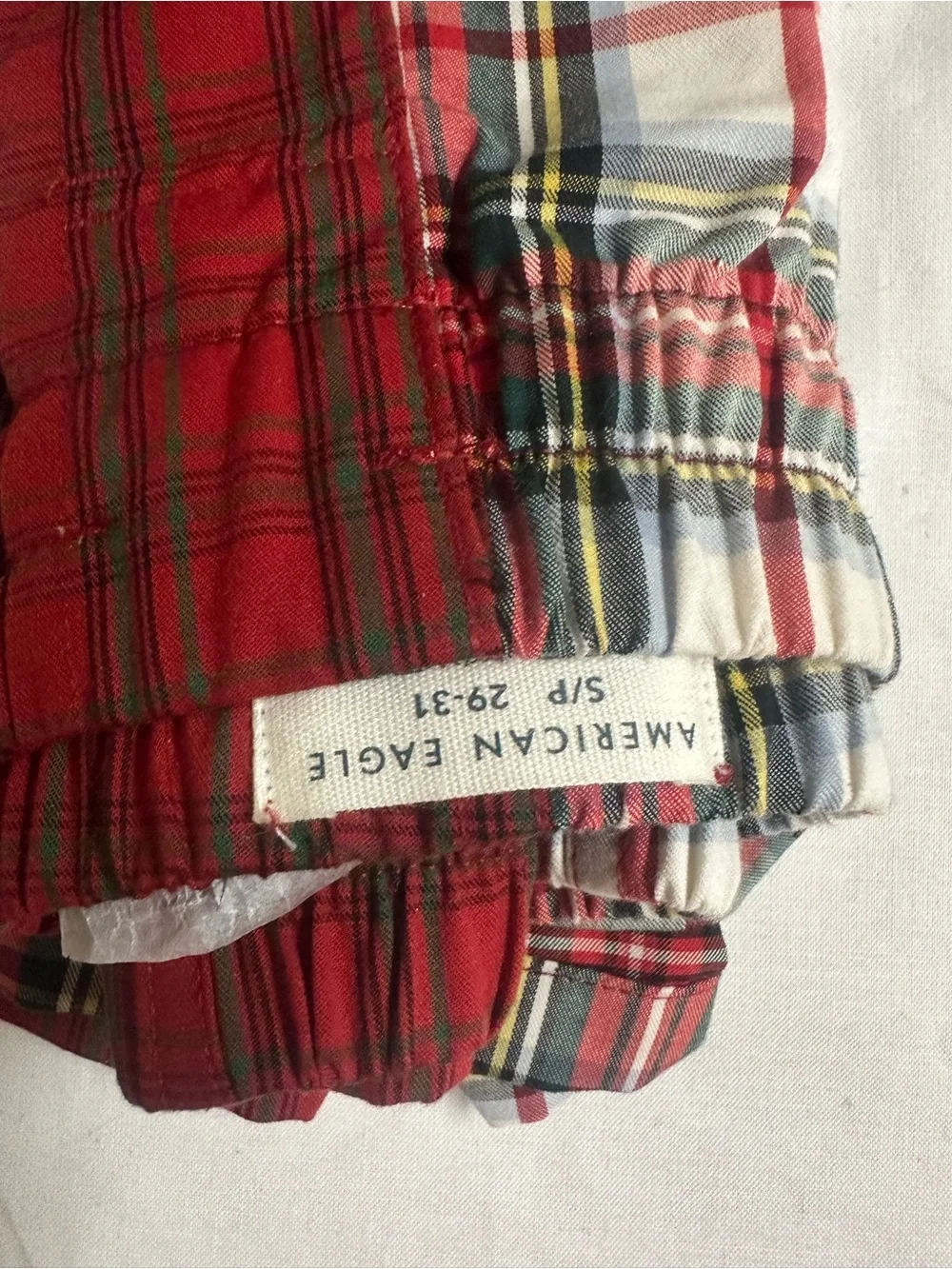 American Eagle Outfitters Red and White Plaid Mens Boxers